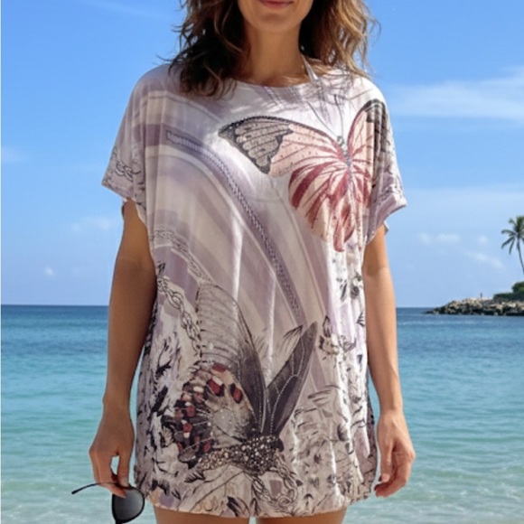 Nikü. Other - New Sheer Light Butterfly Print Swim Cover-Up